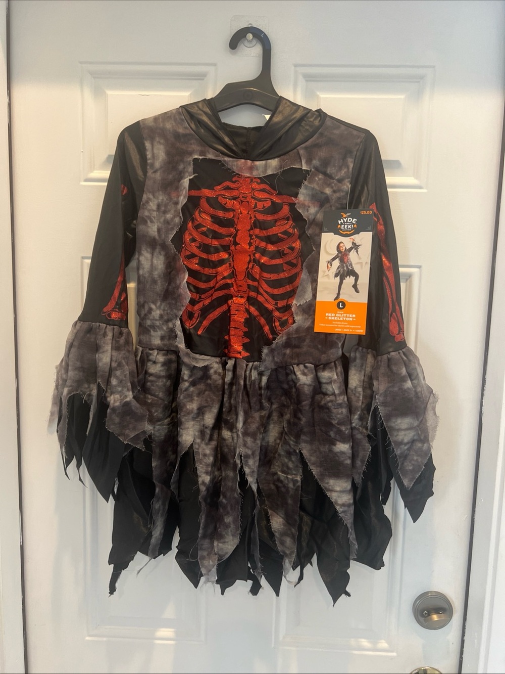 Target Hyde & EEK Red Glitter Skeleton Girls’ Halloween Costume Size Large 3+